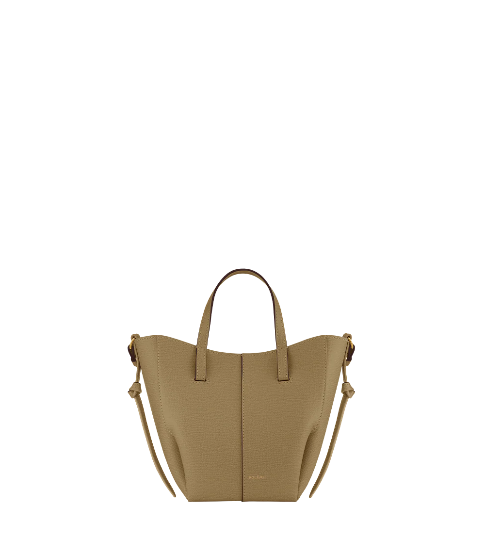 Cyme Tote Nano - Olivbraun Genarbtes Leder